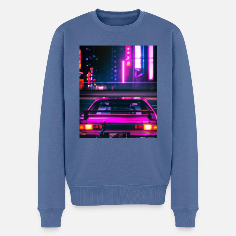 Vaporwave Esthétique Synthwave Car - Pull Premium bio Homme - bleu pigeon