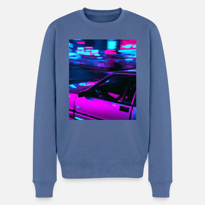 Vaporwave Esthétique Synthwave Car - Pull Premium bio Homme - bleu pigeon