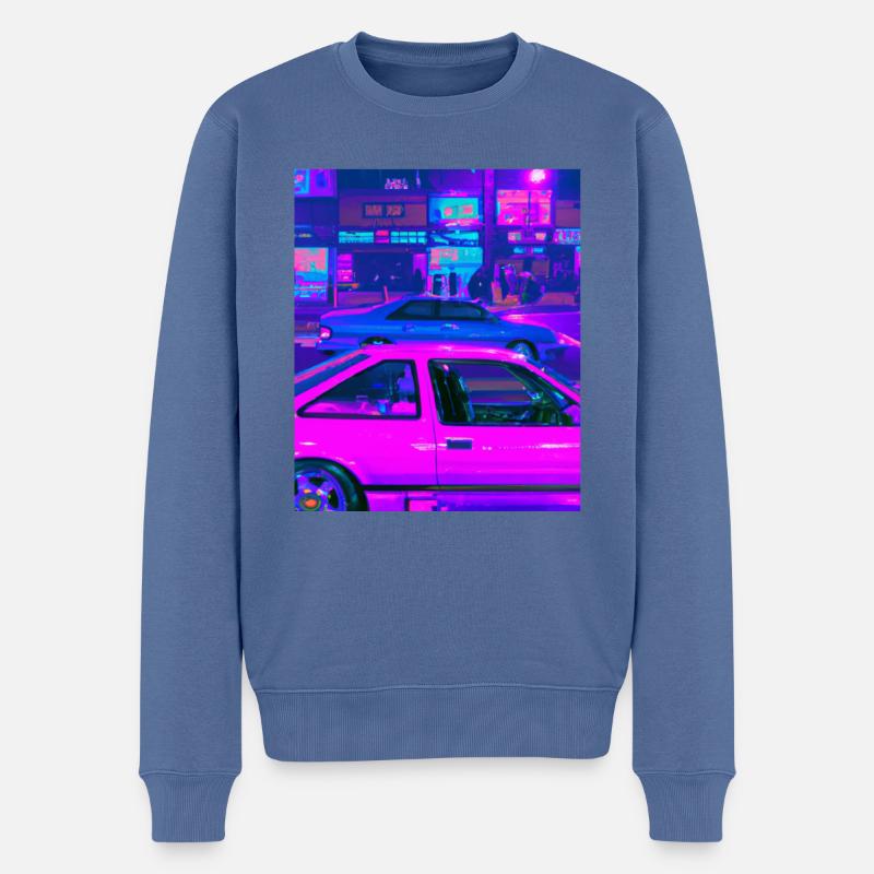Vaporwave Esthétique Synthwave Car - Pull Premium bio Homme - bleu pigeon