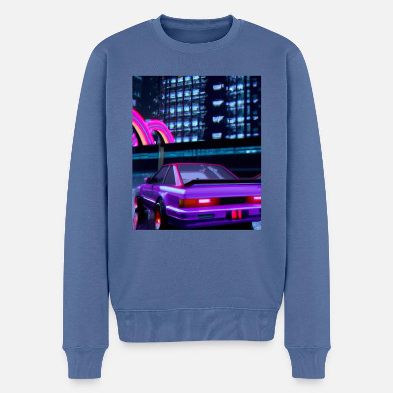 Vaporwave Esthétique Synthwave Car - Pull Premium bio Homme - bleu pigeon