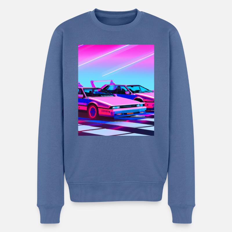 Vaporwave Esthétique Synthwave Car - Pull Premium bio Homme - bleu pigeon