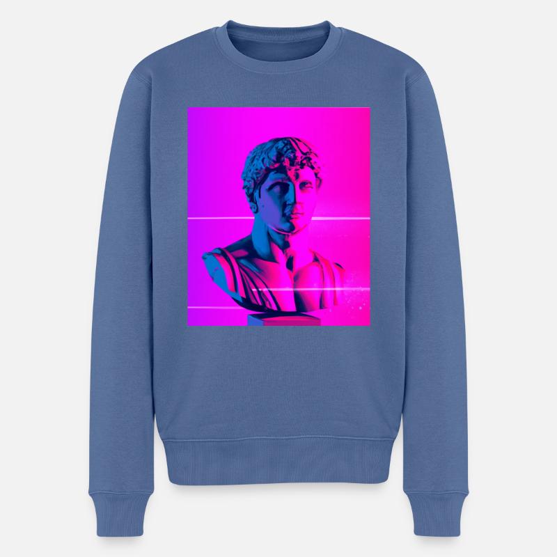 Vaporwave Statue Römische Büste - Männer Premium Bio Pullover - Taubenblau