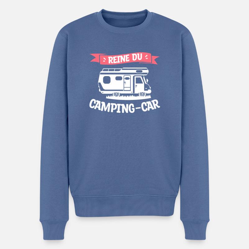 Reine Du Camping-Car Camp Campeur - Pull Premium bio Homme - bleu pigeon