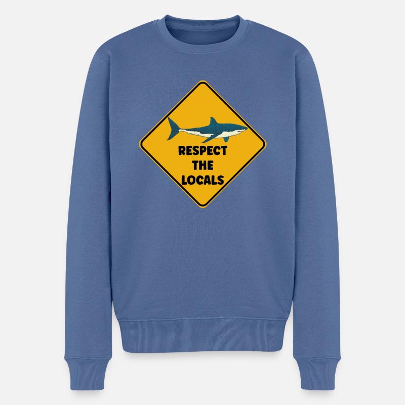 Warnschild Taucher - Respektiere die Einheimischen - Männer Premium Bio Pullover - Taubenblau