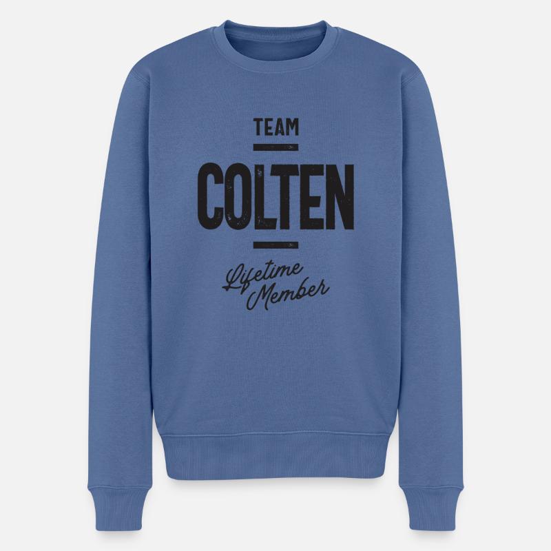 Benutzerdefinierter Colten-Name - Männer Premium Bio Pullover - Taubenblau