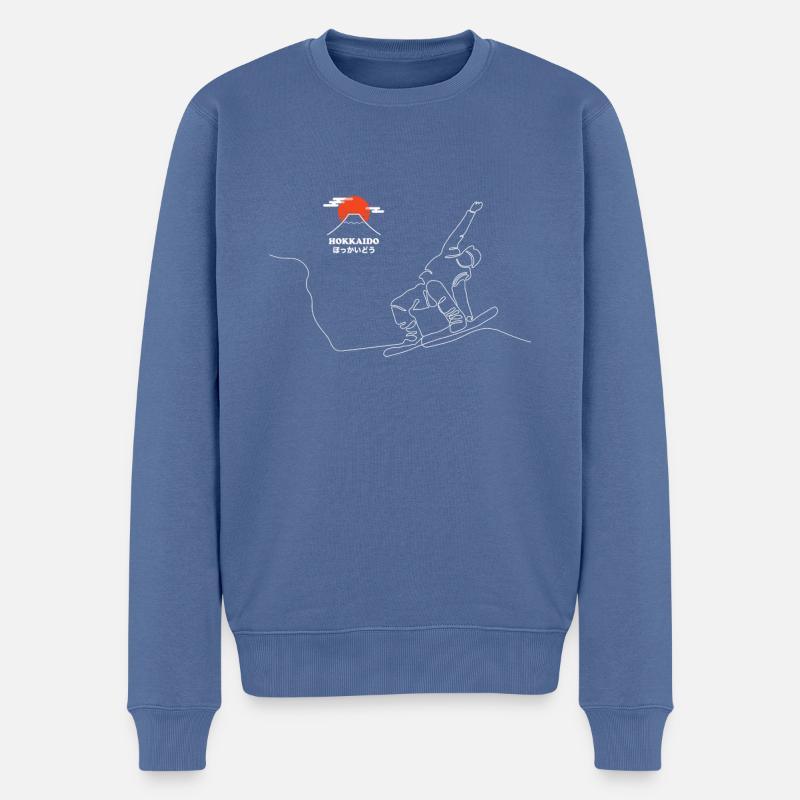 Snowboard, Snowboarder, Hokkaido Snowboard, - Pull Premium bio Homme - bleu pigeon