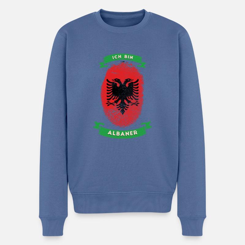 Drapeau ADN albanais dactyloscopique - Pull Premium bio Homme - bleu pigeon