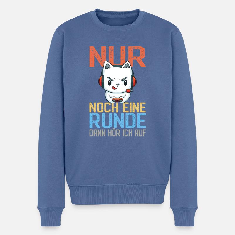 Lustiger Gaming Katze - Gamer Computerspiele - Männer Premium Bio Pullover - Taubenblau