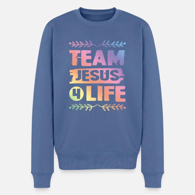 Team Jesus - Männer Premium Bio Pullover - Taubenblau