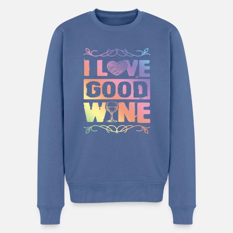 i love wine - Männer Premium Bio Pullover - Taubenblau