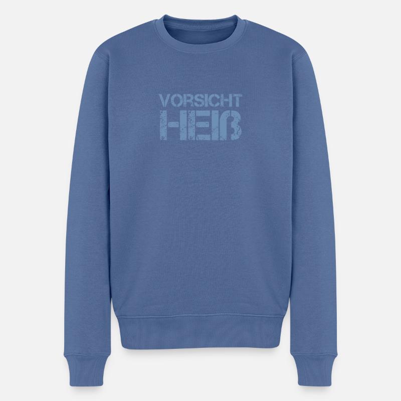 vorsicht heiss - Männer Premium Bio Pullover - Taubenblau