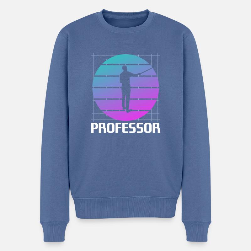 Retro Professor Universitätslehre - Männer Premium Bio Pullover - Taubenblau