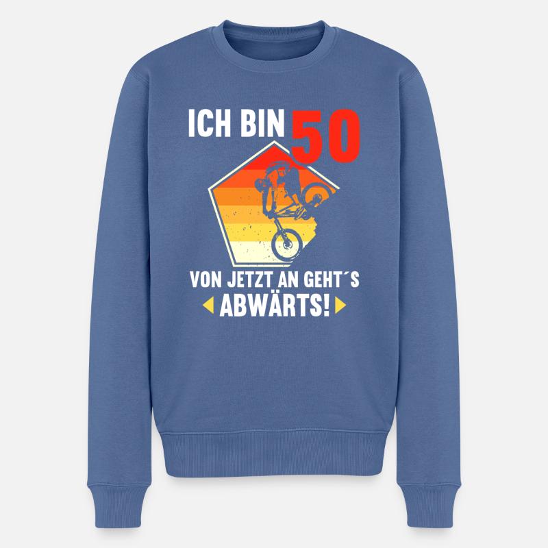 Ich bin 50 Ab jetzt gehts abwärts 50 Geburtstag - Männer Premium Bio Pullover - Taubenblau