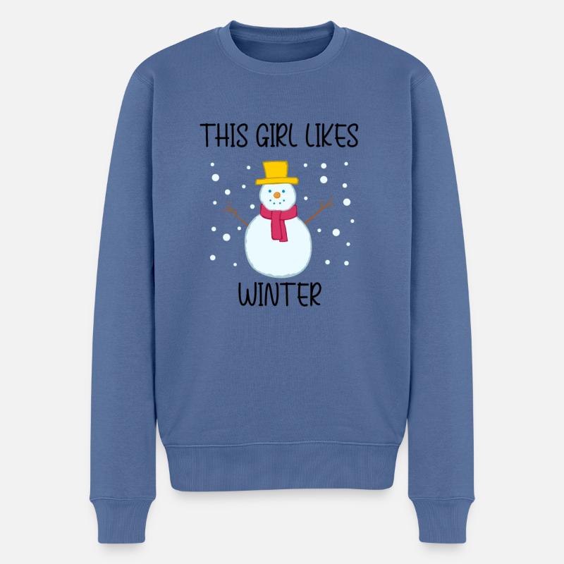 Mädchen mag gemütliche Wintersaison, - Männer Premium Bio Pullover - Taubenblau