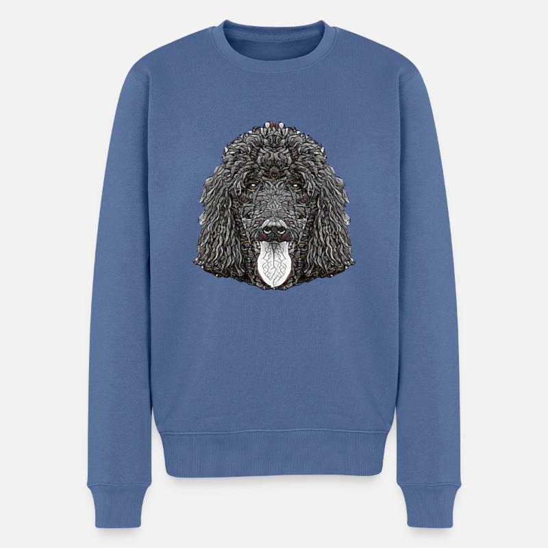 Visage de caniche standard - Pull Premium bio Homme - bleu pigeon