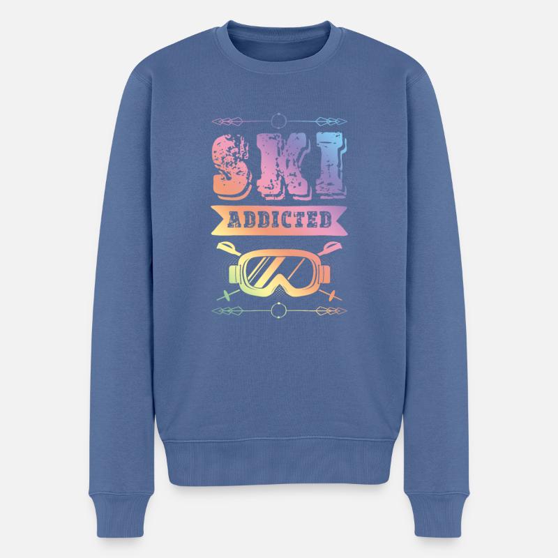 Ski Addicted - Männer Premium Bio Pullover - Taubenblau
