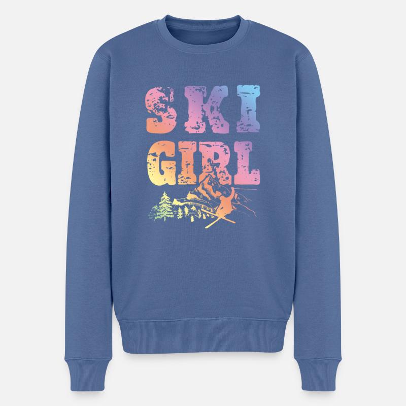 Ski Girl - Männer Premium Bio Pullover - Taubenblau