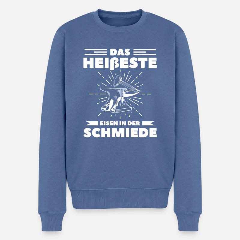 Das Heißeste Eisen In Der Schmiede Schmiedekunst - Männer Premium Bio Pullover - Taubenblau