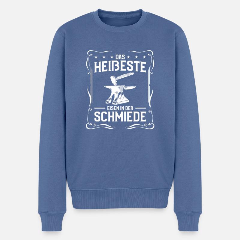 Das Heißeste Eisen In Der Schmiede Schmiedekunst - Männer Premium Bio Pullover - Taubenblau