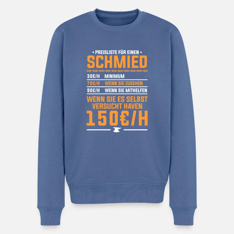 Preisliste Für Einen Schmied Schmiedekunst - Männer Premium Bio Pullover - Taubenblau