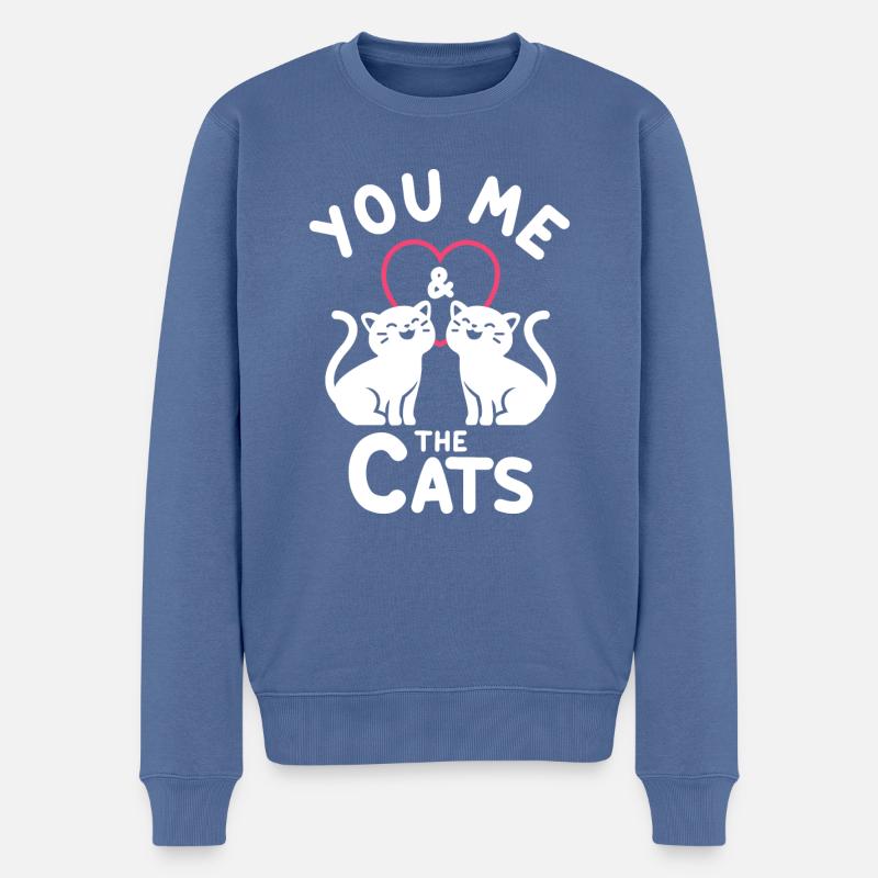 Toi et moi les chats - Pull Premium bio Homme - bleu pigeon