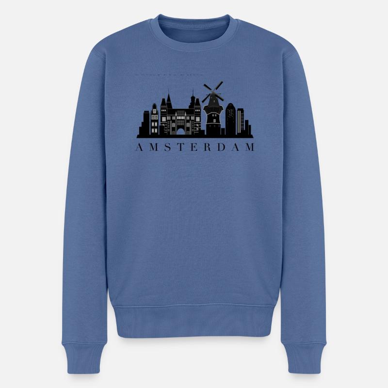Amsterdam - Männer Premium Bio Pullover - Taubenblau