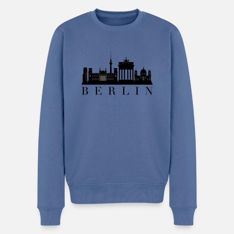 Berlin - Männer Premium Bio Pullover - Taubenblau