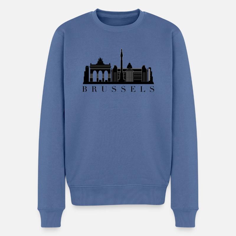 Brüssel - Männer Premium Bio Pullover - Taubenblau
