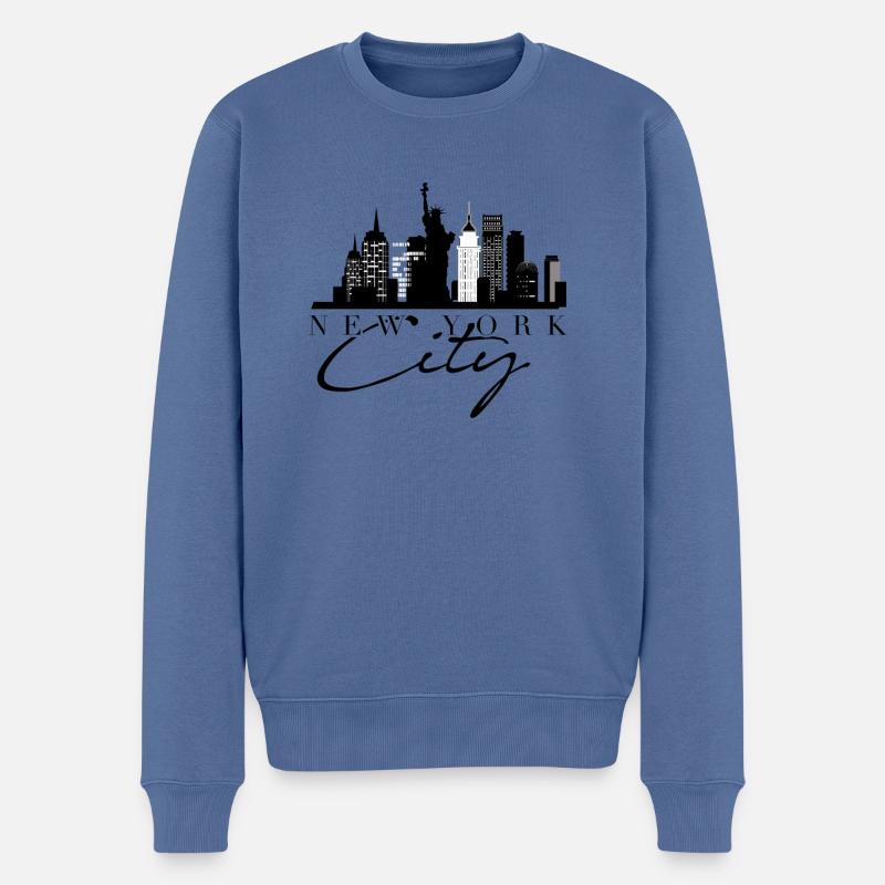 New York - Männer Premium Bio Pullover - Taubenblau