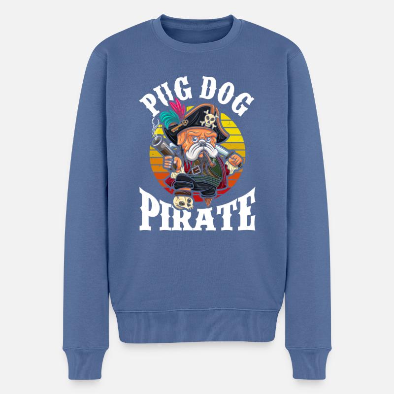 Pug Pirate Dog - Männer Premium Bio Pullover - Taubenblau