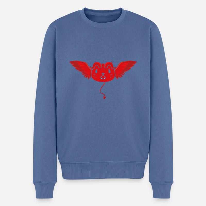 Mignon chat diable - Pull Premium bio Homme - bleu pigeon