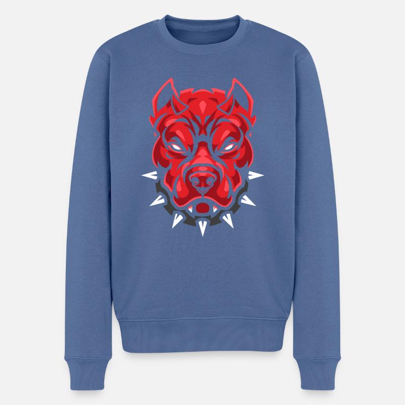 Devil Pit Bull Dog - Pull Premium bio Homme - bleu pigeon