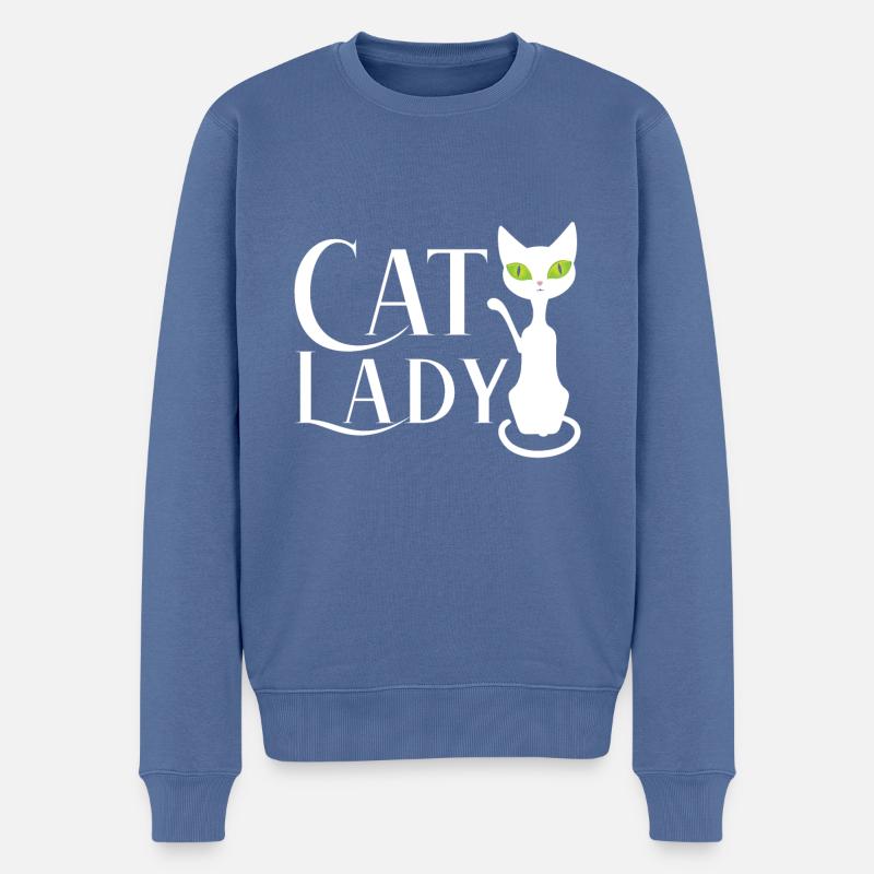 Femme chat aux yeux verts - Pull Premium bio Homme - bleu pigeon
