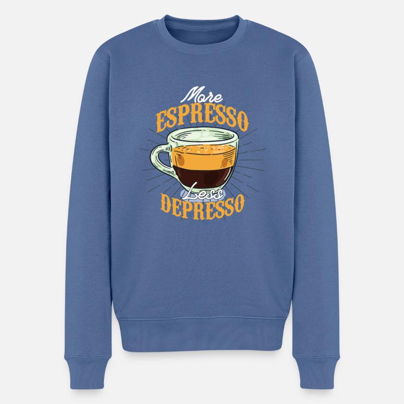 Plus d’espresso, moins de Depresso - Pull Premium bio Homme - bleu pigeon