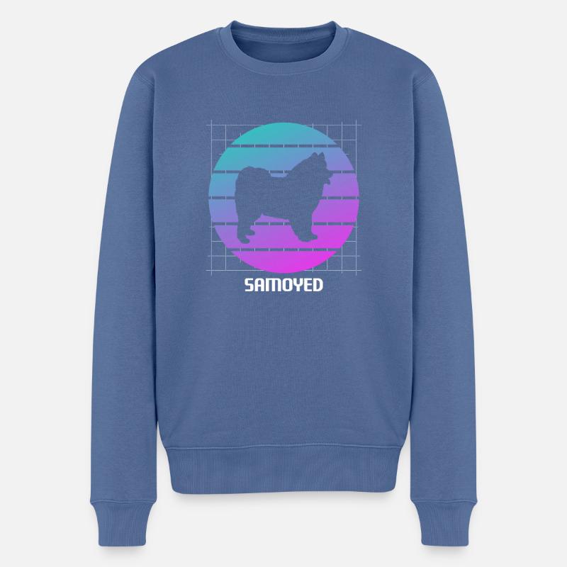 Amoureux des chiens Samoyède rétro - Pull Premium bio Homme - bleu pigeon