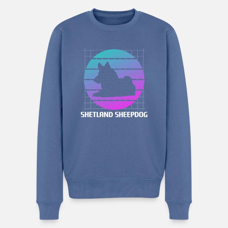 Retro Shetland-Schäferhund-Hundeliebhaber - Männer Premium Bio Pullover - Taubenblau