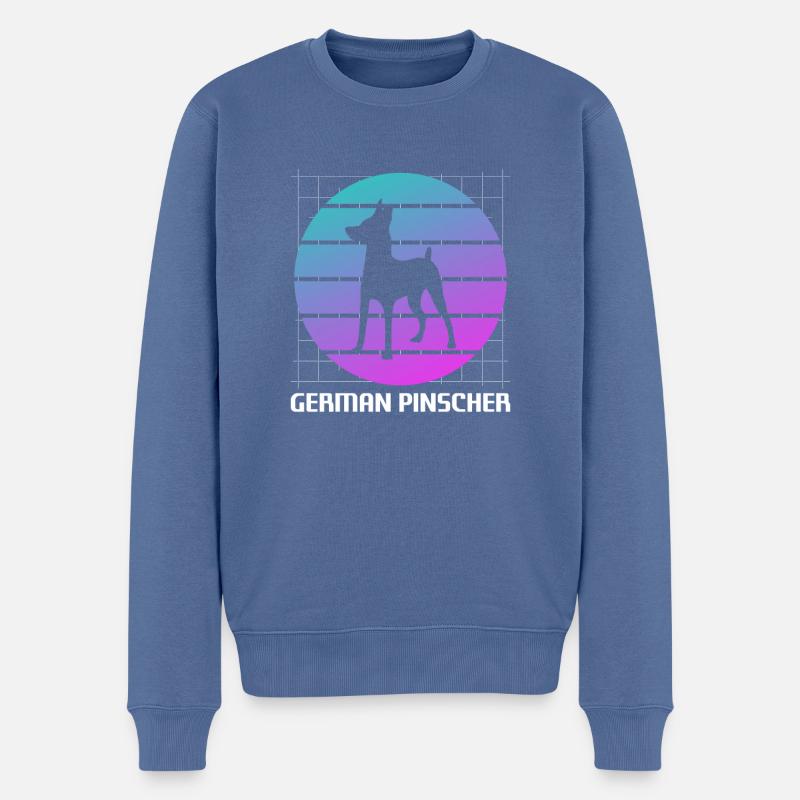 Retro deutscher Pinscher-Hundeliebhaber - Männer Premium Bio Pullover - Taubenblau