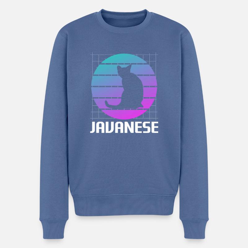 Retro javanische Katzenliebhaber - Männer Premium Bio Pullover - Taubenblau