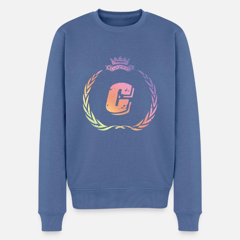 Couronne de lettres C - Pull Premium bio Homme - bleu pigeon
