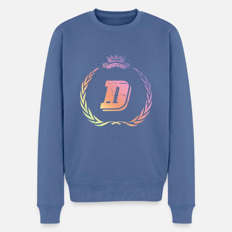 D Buchstabe Kranz - Männer Premium Bio Pullover - Taubenblau