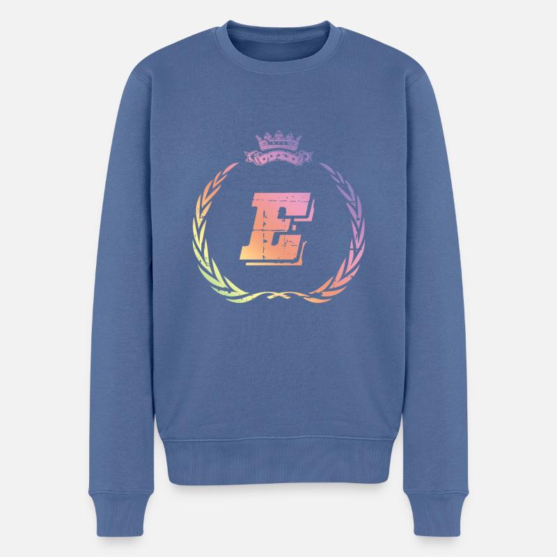 E Buchstabe Kranz - Männer Premium Bio Pullover - Taubenblau