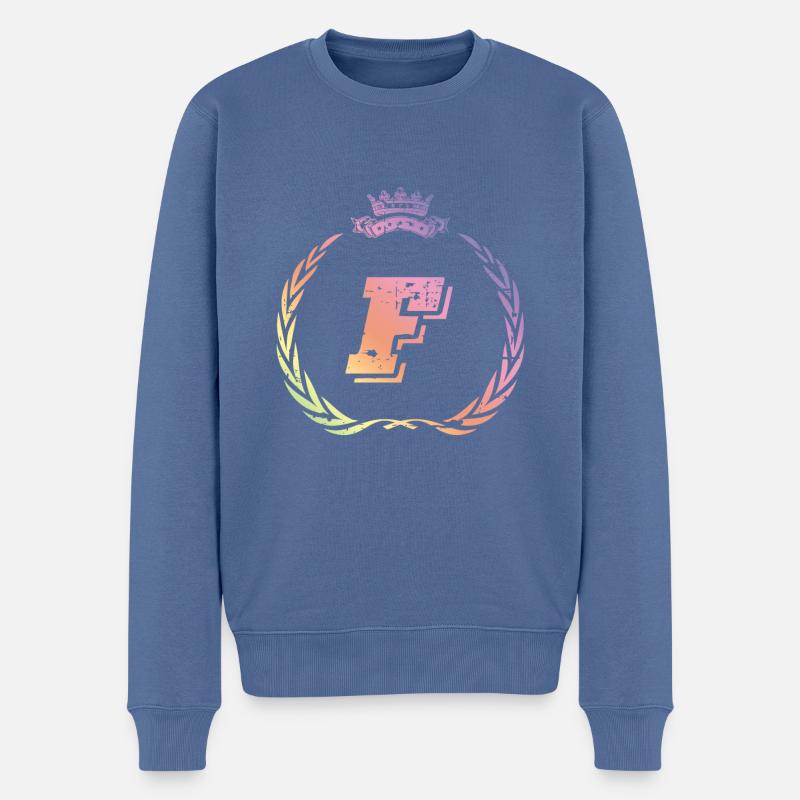 F Buchstabe Kranz - Männer Premium Bio Pullover - Taubenblau