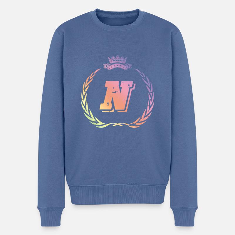 Couronne de lettres N - Pull Premium bio Homme - bleu pigeon
