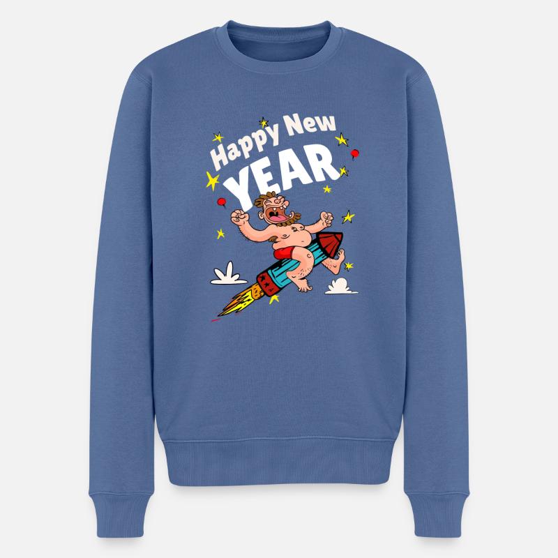 Happy New Year - Männer Premium Bio Pullover - Taubenblau