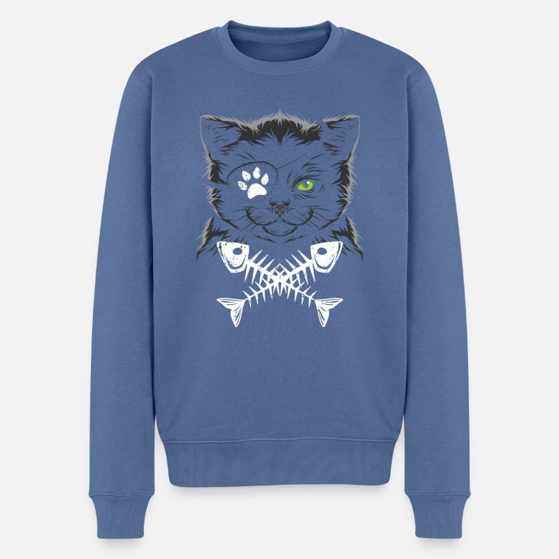 Piratenkatze - Männer Premium Bio Pullover - Taubenblau