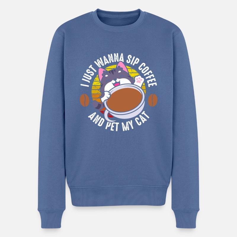 Ich Will Nur Kaffee Trinken - Männer Premium Bio Pullover - Taubenblau