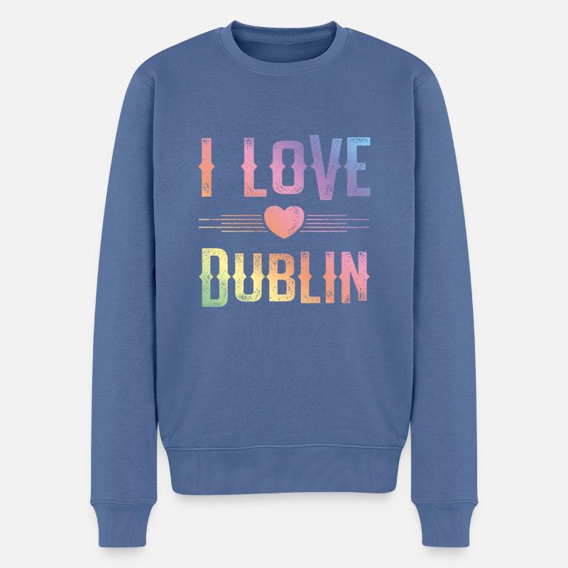 I Love Dublin - Männer Premium Bio Pullover - Taubenblau