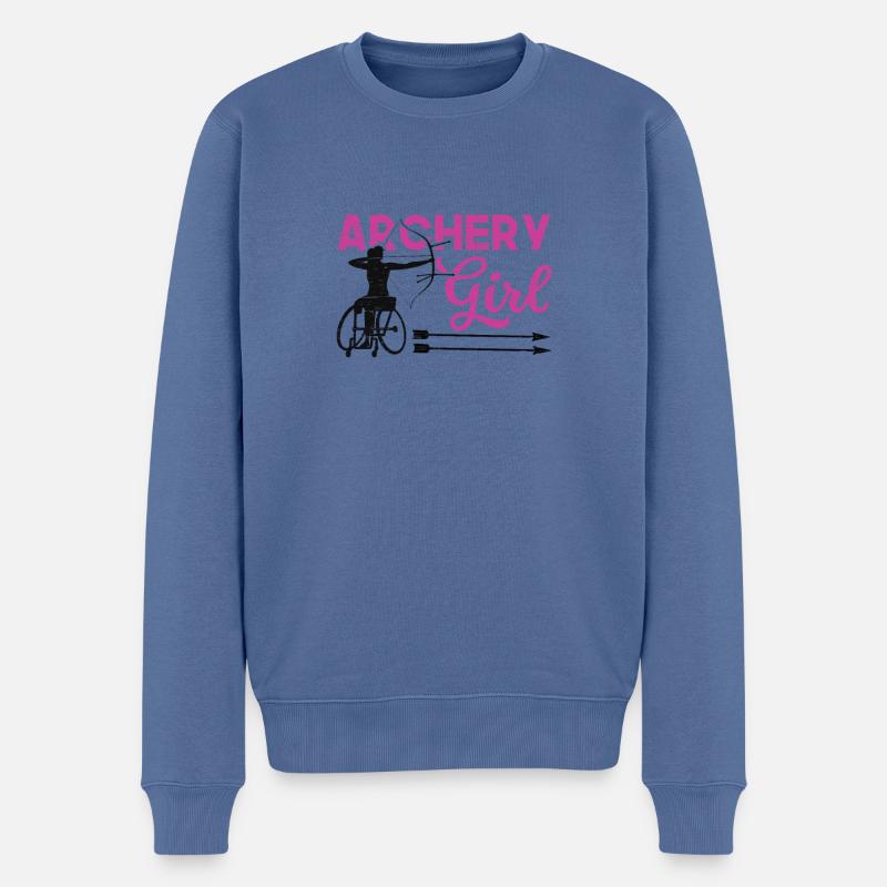Bogenschießen-mädchen-paralympisches - Männer Premium Bio Pullover - Taubenblau