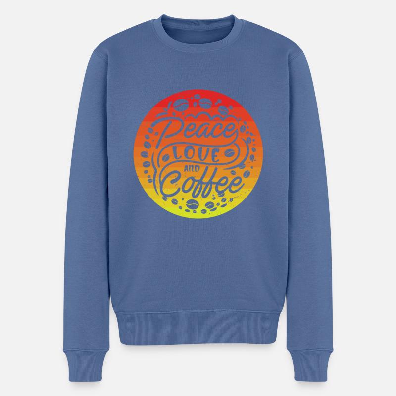 Frieden Liebe Und Kaffee - Männer Premium Bio Pullover - Taubenblau