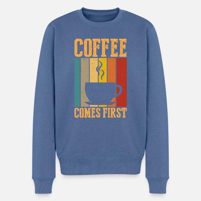 Le café avant tout - Pull Premium bio Homme - bleu pigeon